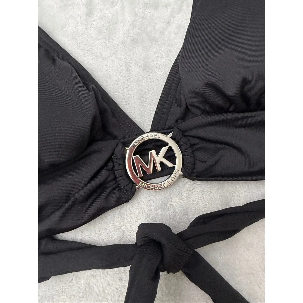 MICHAEL Michael Kors Women's Logo-Ring Halter Bikini Top Small $78 NEW